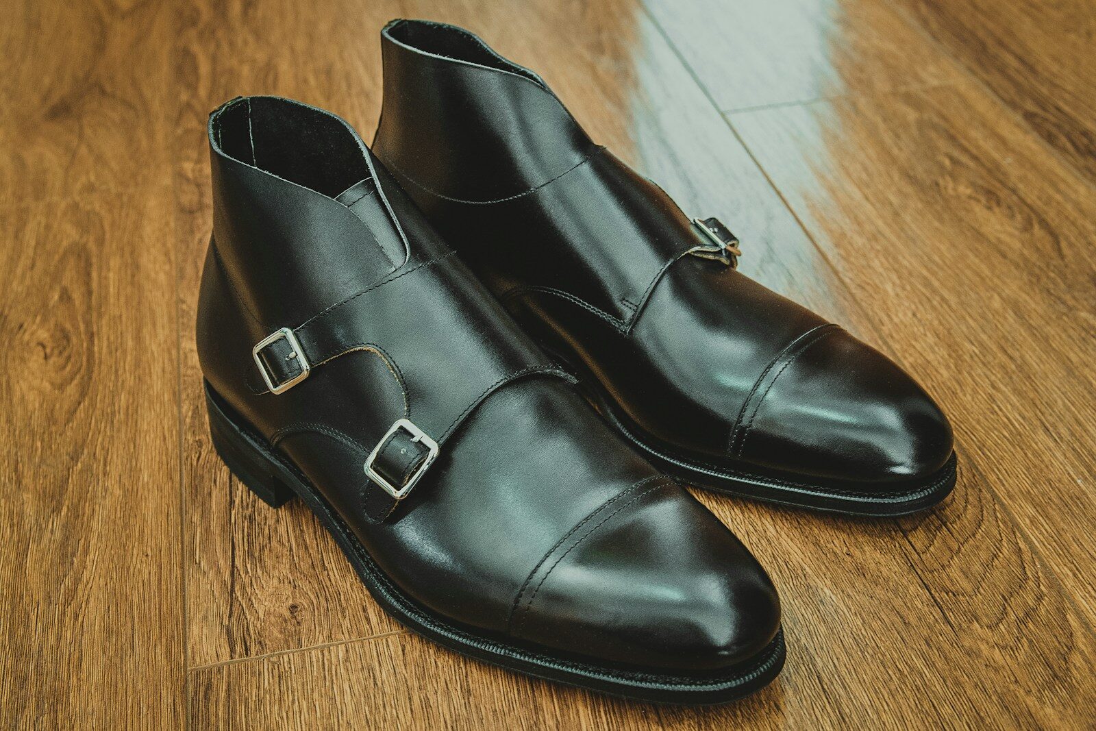 Leather Double Monk Strap Shoes