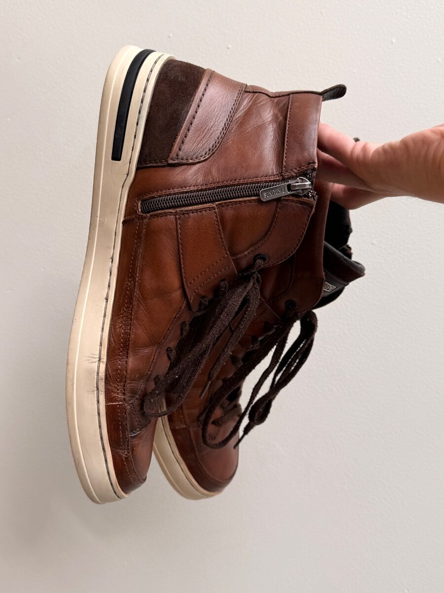 High-Top Leather Casual Sneakers